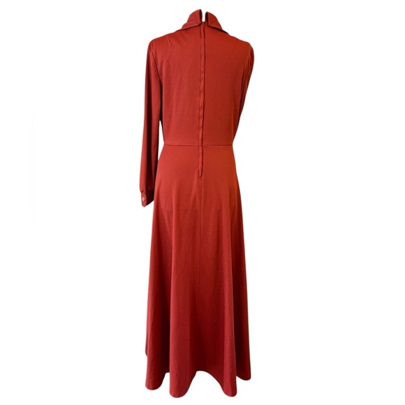 Vintage Elegant Miss Of California Orange A-Line Dress with Notched Collar - Picture 7 of 16